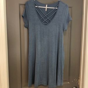 Women’s blue short sleeve T-shirt dress. Size small. Mittoshop.